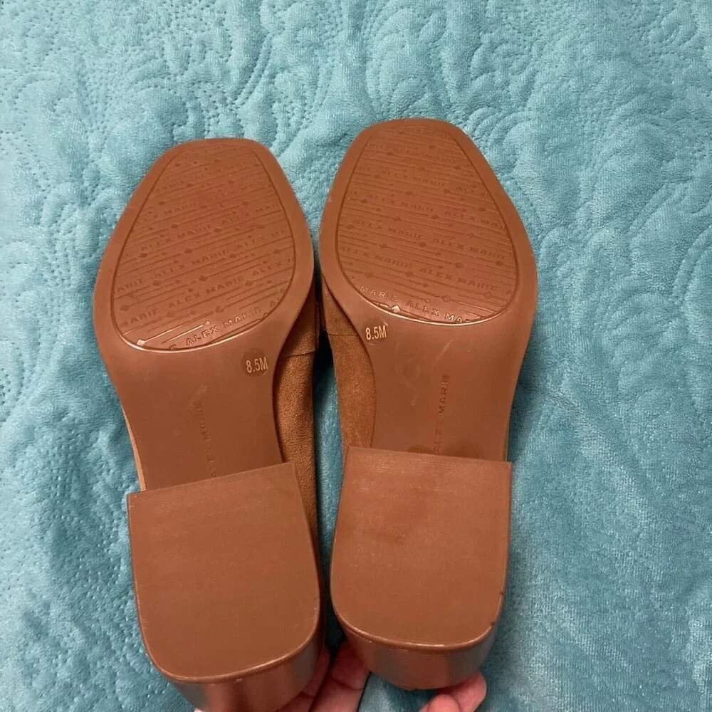 Alex Marie Women's Farin Loafer Pilgrim Heels , Shoes Brown Leather Suede Sz 8.5 - Picture 12 of 16